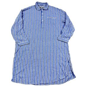 Peter Christian Mens XXL 2XL Blue Striped Soft Cotton Flannel Night Sleep Shirt